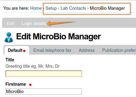 Lab Contact Login page. Bika v Senaite