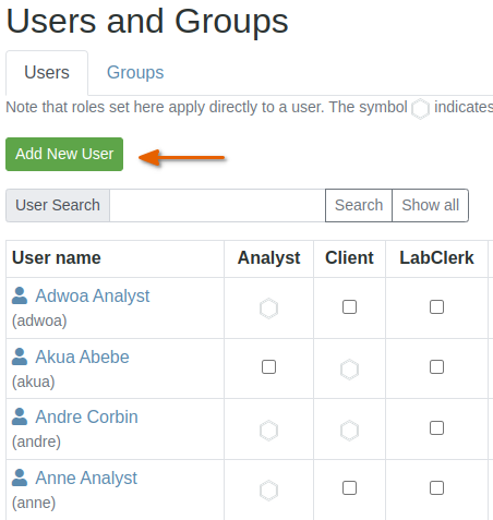 Push add new Bika Senaite user button