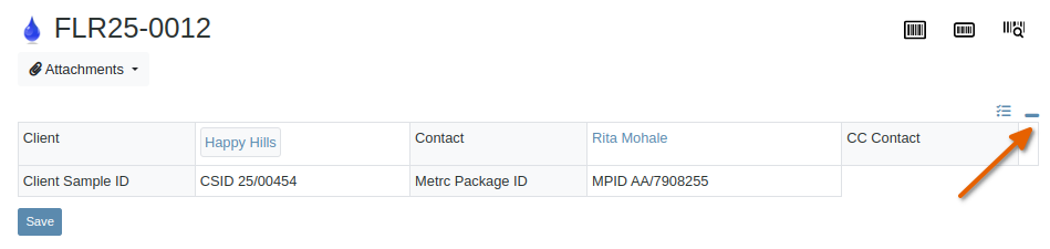 Sample Attributes section collapsed in Bika Open Source LIMS