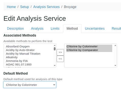 Manual analytical method selection in Bika Open Source LIMS