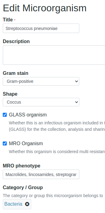  Editing a Microorganism in Bika Open Source LIMS