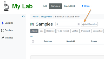 A Batch's Sample List in Bika Open Source LIMS