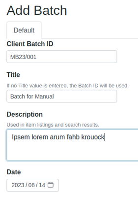 Capture Batch information in Bika Open Source LIMS
