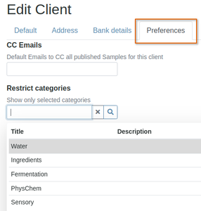 Client Preferences in Bika Open Source LIMS