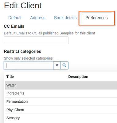 Client Preferences in Bika Open Source LIMS