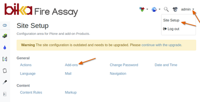 Upgrade tab in Bika Open Source LIMS
