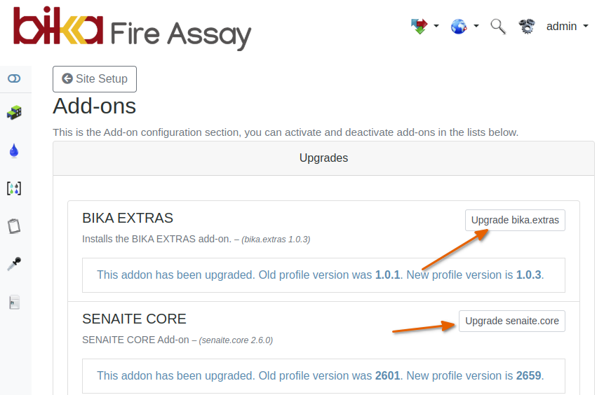 Upgrading and add-on product in Bika Open Source LIMS