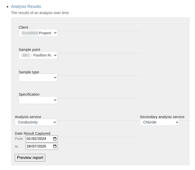 Selecting Report Parameters in Bika Open Source LIMS
