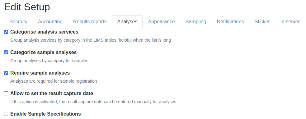 Global Setups in Bika Open Source LIMS