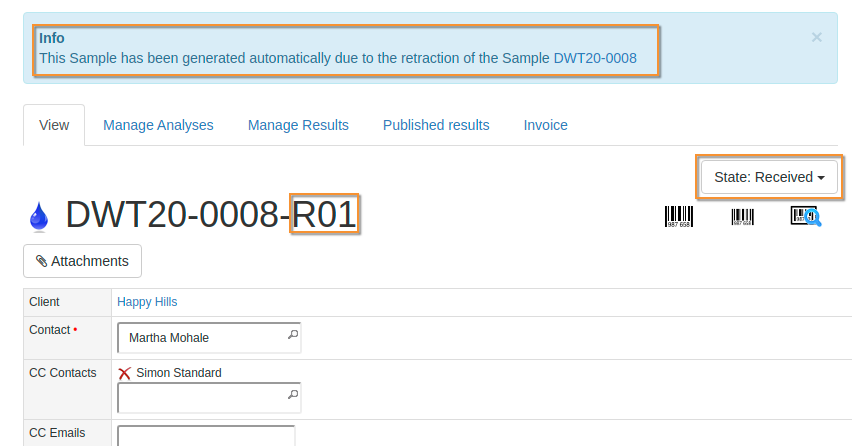New Sample from invalid one in  Bika Open Source LIMS