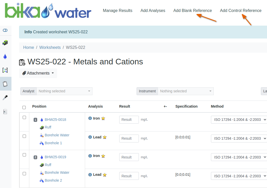  A new titled Worksheet in Bika Open Source LIMS